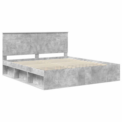 vidaXL Bettrahmen mit Kopfteil Beton 180 x 200 cm Massives Kiefernholz