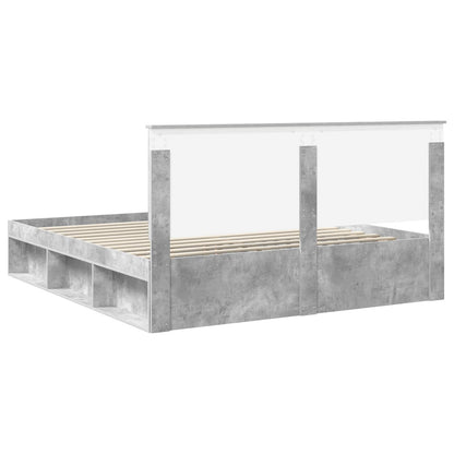 vidaXL Bettrahmen mit Kopfteil Beton 180 x 200 cm Massives Kiefernholz
