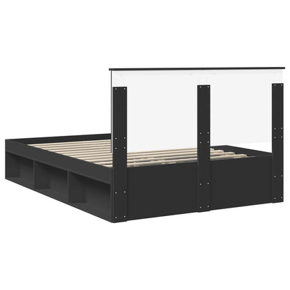 vidaXL Bettrahmen Schwarz 160 x 200 cm Massives Kiefernholz