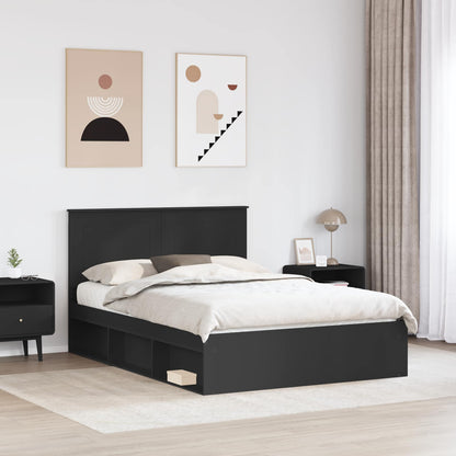 vidaXL Bettrahmen Schwarz 150 x 200 cm Massives Kiefernholz