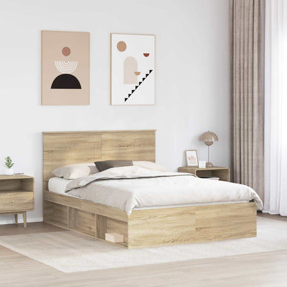 vidaXL Bettrahmen Sonoma-Eiche 150 x 200 cm Massives Kiefernholz