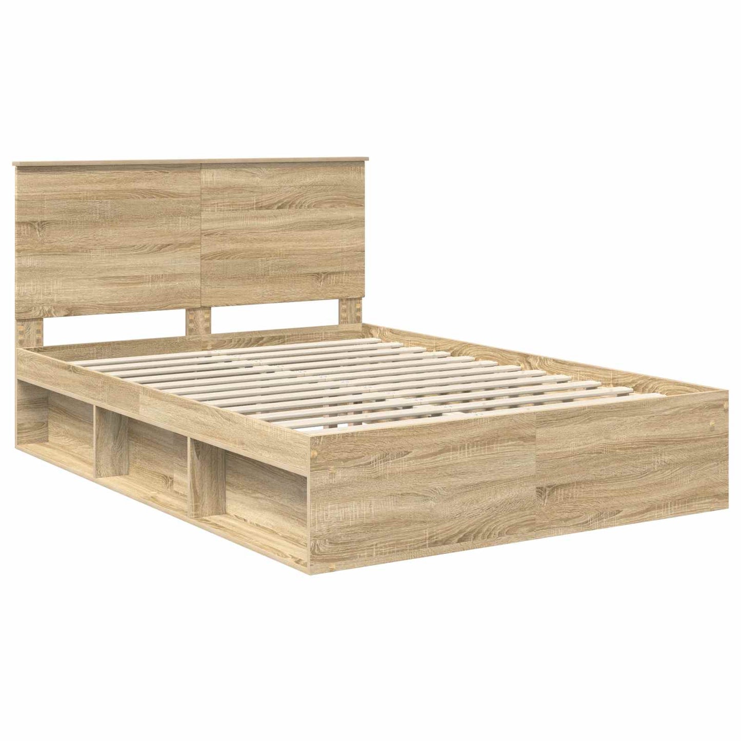 vidaXL Bettrahmen Sonoma-Eiche 150 x 200 cm Massives Kiefernholz