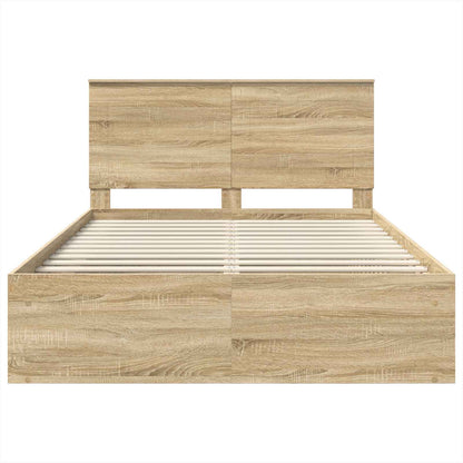 vidaXL Bettrahmen Sonoma-Eiche 150 x 200 cm Massives Kiefernholz