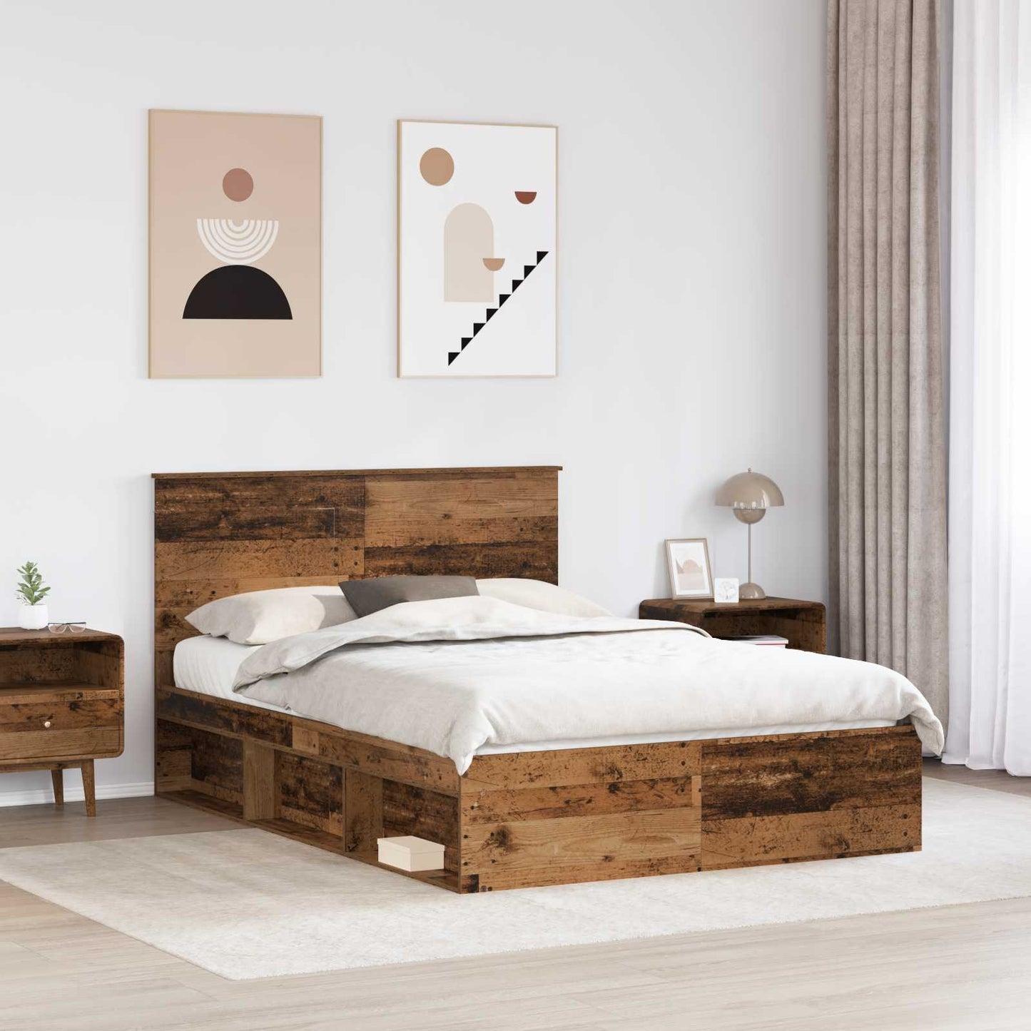 vidaXL Bettrahmen Altholz 150 x 200 cm Massives Kiefernholz