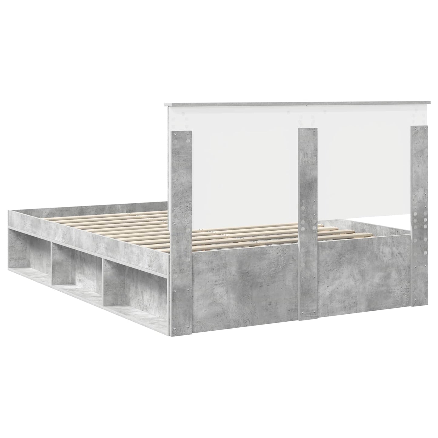 vidaXL Bettrahmen mit Kopfteil Beton 140 x 190 cm Massives Kiefernholz