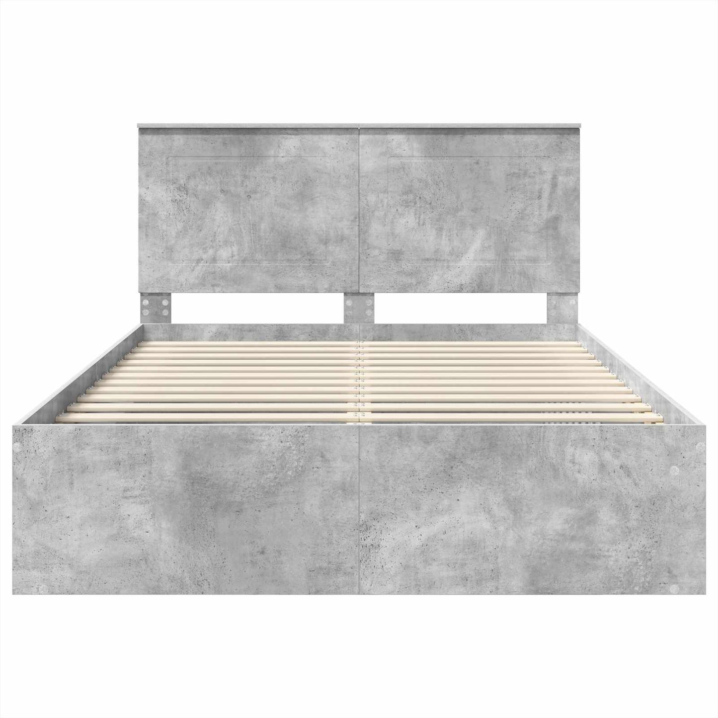 vidaXL Bettrahmen mit Kopfteil Beton 140 x 190 cm Massives Kiefernholz