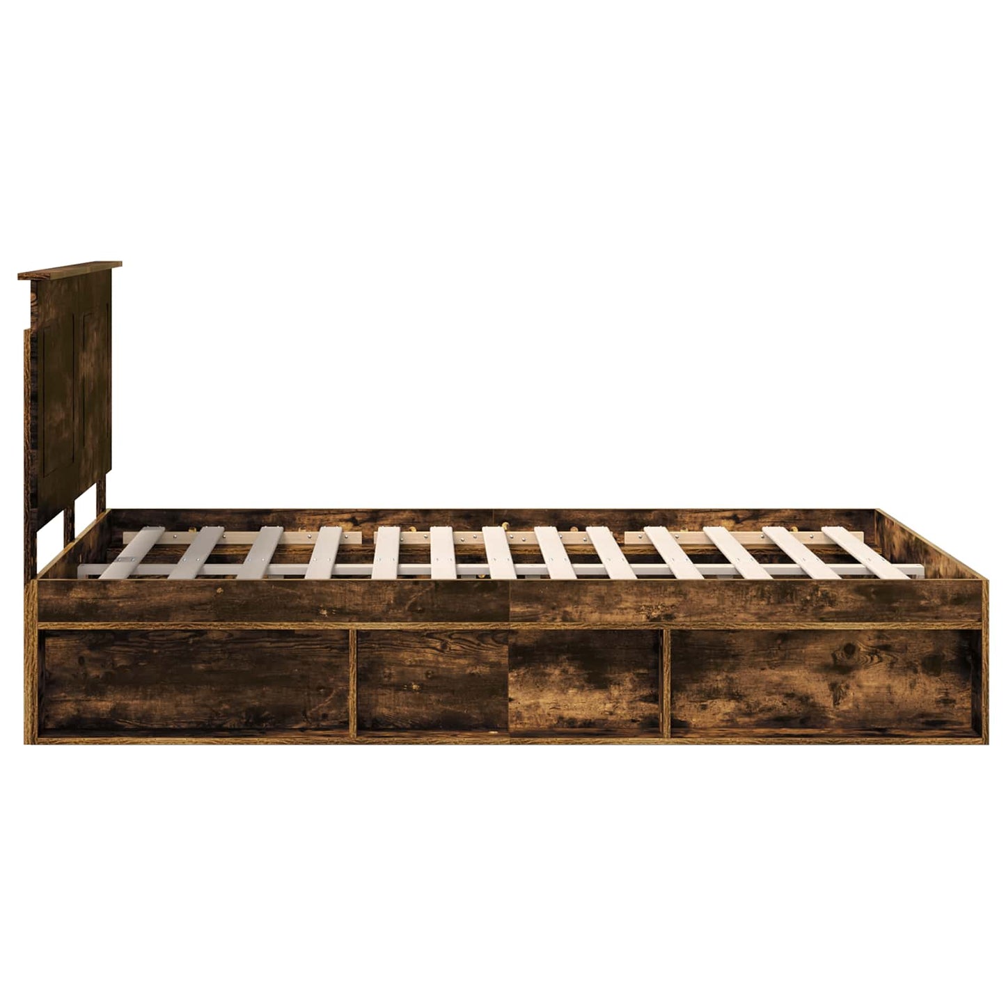 Bettrahmen Geräucherte Eiche 140 x 190 cm Massives Kiefernholz