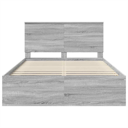 vidaXL Bettrahmen Graues Sonoma 140 x 190 cm Massives Kiefernholz