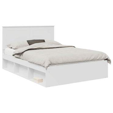 vidaXL Cadre de lit avec tête de lit Blanc 140 x 200 cm Bois de pin massif