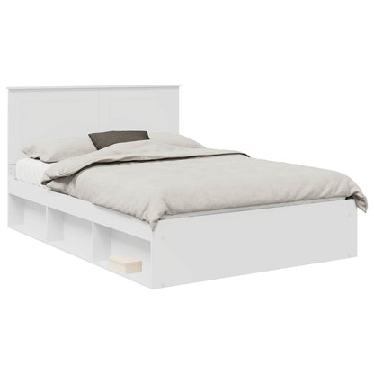 vidaXL Cadre de lit avec tête de lit Blanc 140 x 200 cm Bois de pin massif