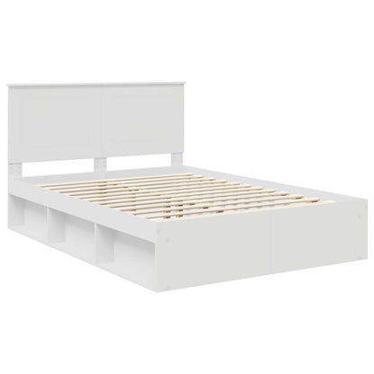 vidaXL Cadre de lit avec tête de lit Blanc 140 x 200 cm Bois de pin massif