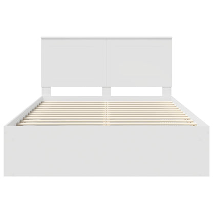 vidaXL Cadre de lit avec tête de lit Blanc 140 x 200 cm Bois de pin massif