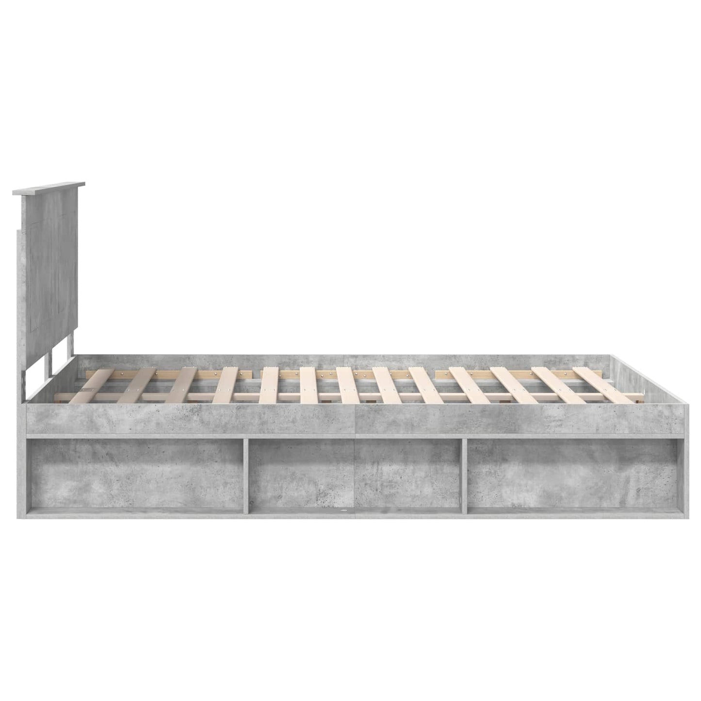 vidaXL Cadre de lit avec tête de lit Béton 140 x 200 cm Bois de pin massif