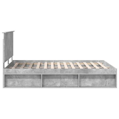 vidaXL Cadre de lit avec tête de lit Béton 140 x 200 cm Bois de pin massif