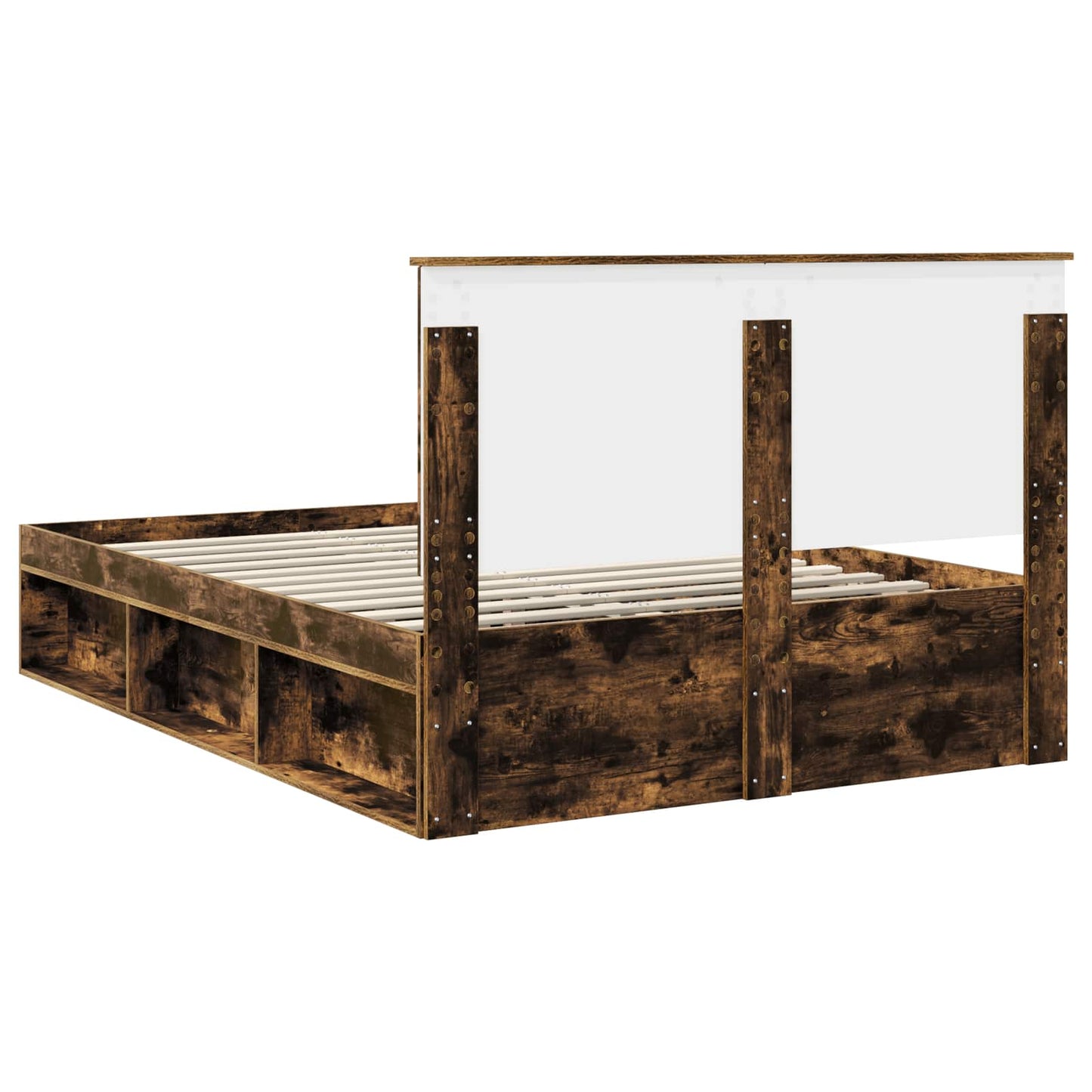 vidaXL Bettrahmen Geräucherte Eiche 140 x 200 cm Massives Kiefernholz
