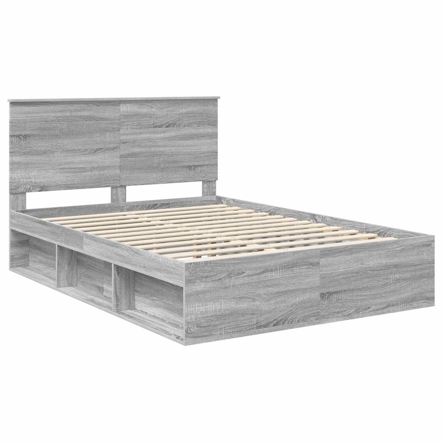 vidaXL Bettrahmen Graues Sonoma 140 x 200 cm Massives Kiefernholz