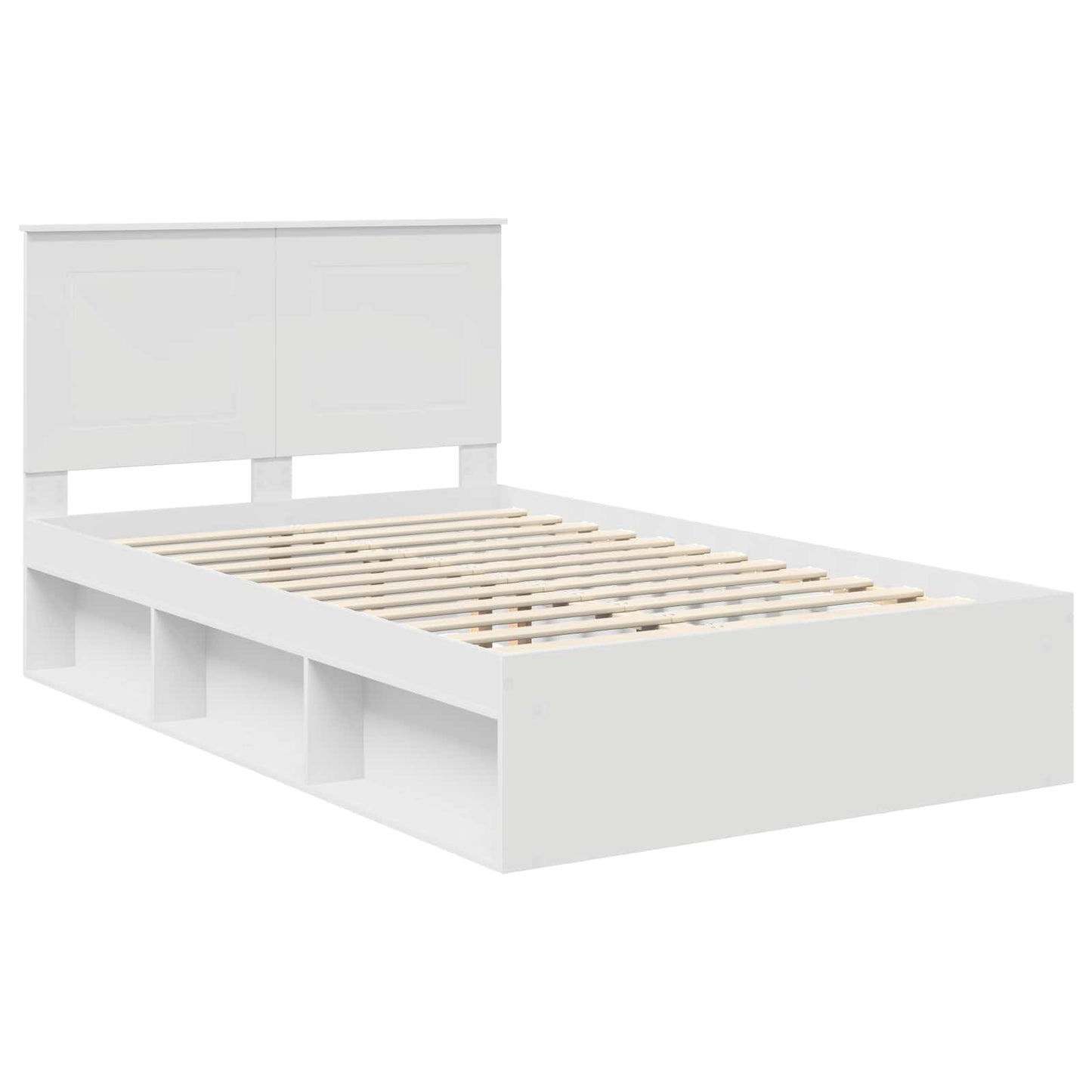 vidaXL Bettrahmen mit Kopfteil Weiß 135 x 190 cm Massives Kiefernholz