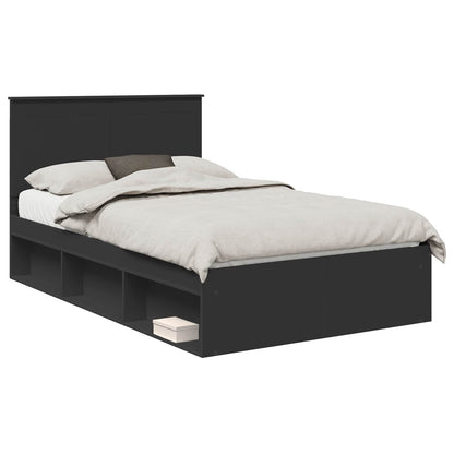 vidaXL Bettrahmen Schwarz 135 x 190 cm Massives Kiefernholz