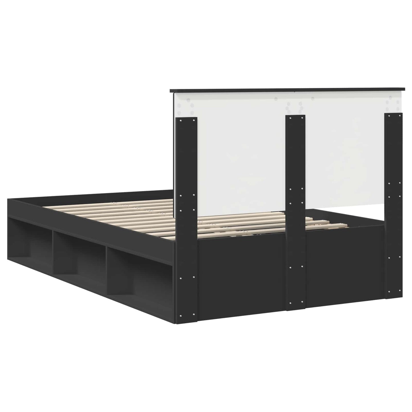 vidaXL Bettrahmen Schwarz 135 x 190 cm Massives Kiefernholz