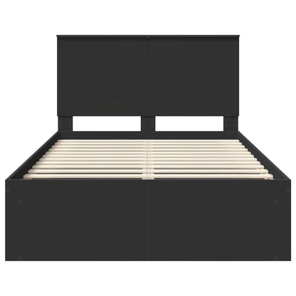 vidaXL Bettrahmen Schwarz 135 x 190 cm Massives Kiefernholz