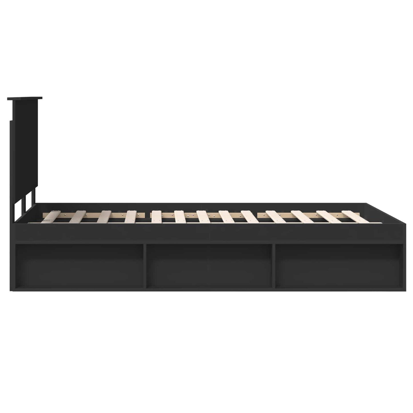 vidaXL Bettrahmen Schwarz 135 x 190 cm Massives Kiefernholz