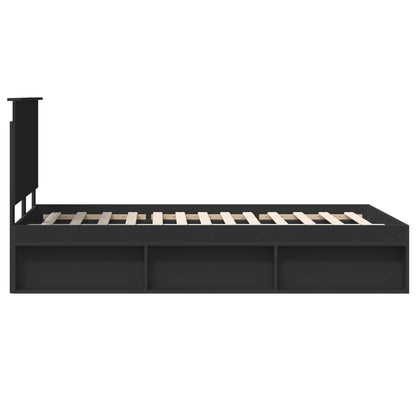 vidaXL Bettrahmen Schwarz 135 x 190 cm Massives Kiefernholz