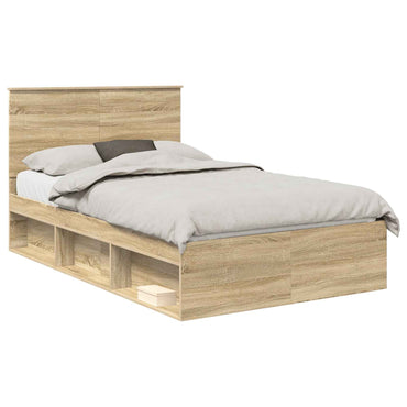 vidaXL Bettrahmen Sonoma-Eiche 135 x 190 cm Massives Kiefernholz