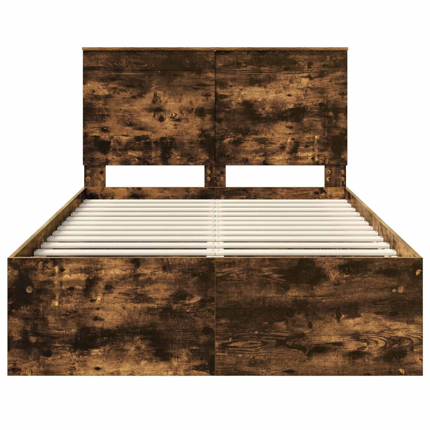 vidaXL Bettrahmen Geräucherte Eiche 135 x 190 cm Massives Kiefernholz