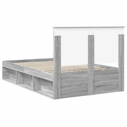 vidaXL Bettrahmen Graues Sonoma 135 x 190 cm Massives Kiefernholz