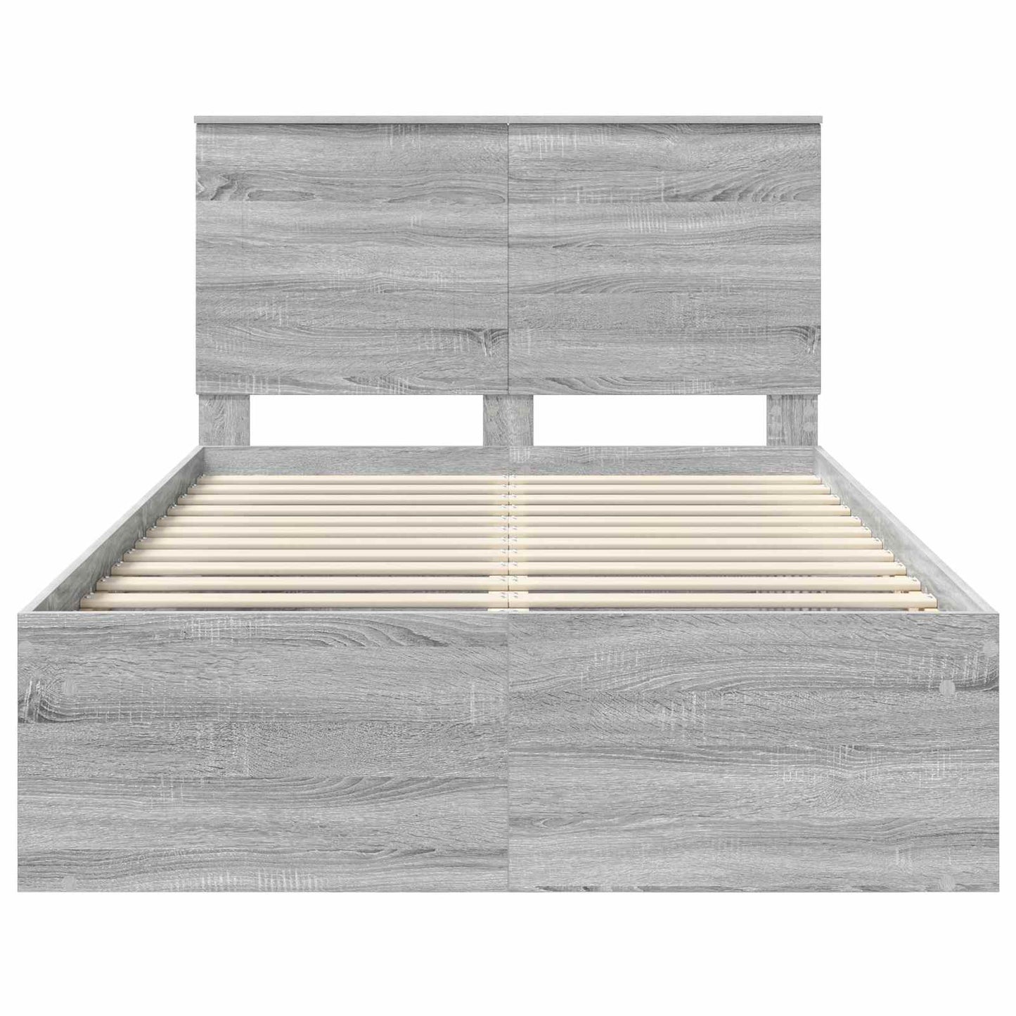 vidaXL Bettrahmen Graues Sonoma 135 x 190 cm Massives Kiefernholz