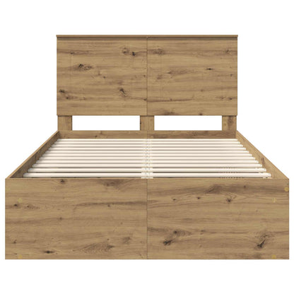 Bettrahmen mit Kopfteil Kunsthandwerk Eiche 135 x 190 cm