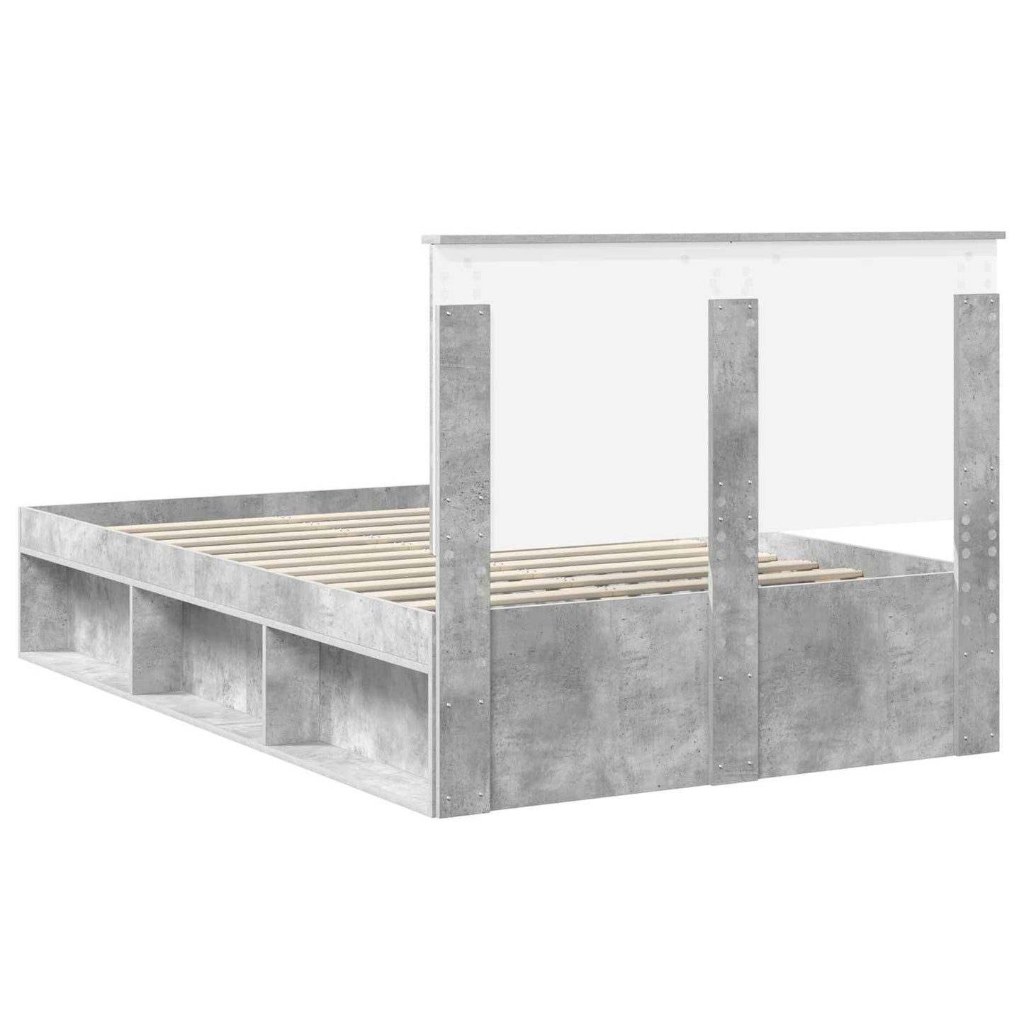 vidaXL Bettrahmen mit Kopfteil Beton 120 x 190 cm Massives Kiefernholz