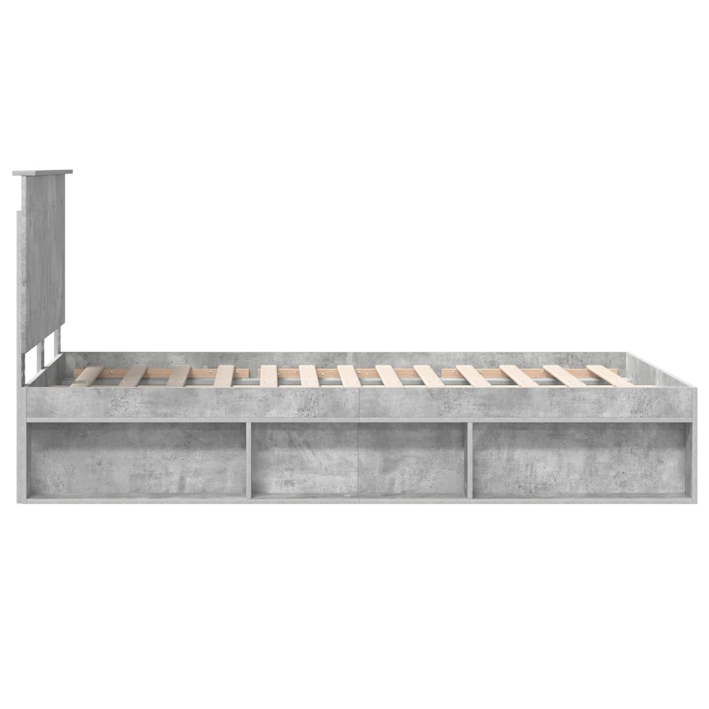 vidaXL Bettrahmen mit Kopfteil Beton 120 x 190 cm Massives Kiefernholz