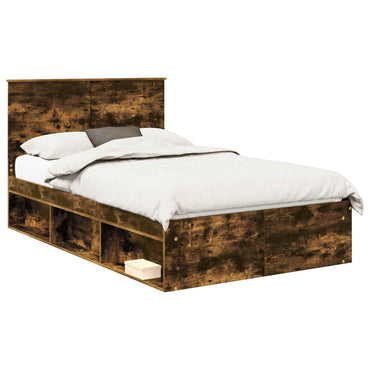 vidaXL Bettrahmen Geräucherte Eiche 120 x 190 cm Massives Kiefernholz