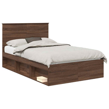 vidaXL Bettrahmen Braun Eichen-Optik 120 x 190 cm Massives Kiefernholz