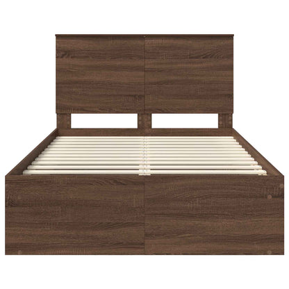 vidaXL Bettrahmen Braun Eichen-Optik 120 x 190 cm Massives Kiefernholz