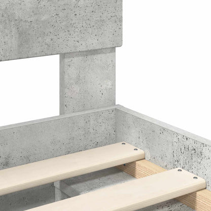 vidaXL Bettrahmen mit Kopfteil Beton 120 x 200 cm Massives Kiefernholz