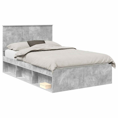 vidaXL Bettrahmen mit Kopfteil Beton 120 x 200 cm Massives Kiefernholz