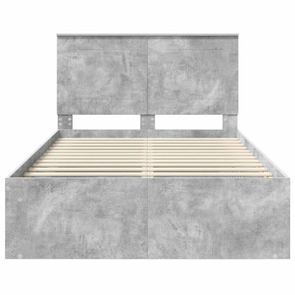 vidaXL Bettrahmen mit Kopfteil Beton 120 x 200 cm Massives Kiefernholz