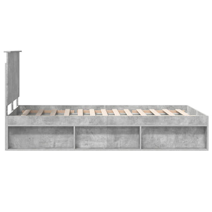 vidaXL Bettrahmen mit Kopfteil Beton 120 x 200 cm Massives Kiefernholz