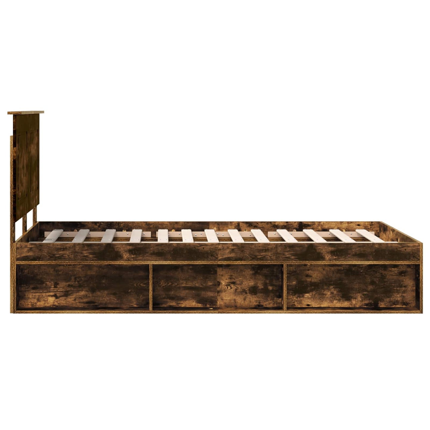 vidaXL Bettrahmen Geräucherte Eiche 120 x 200 cm Massives Kiefernholz