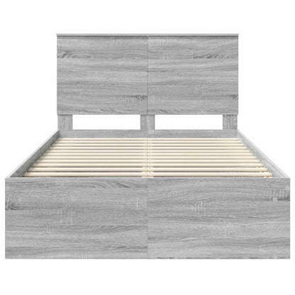 vidaXL Bettrahmen Graues Sonoma 120 x 200 cm Massives Kiefernholz