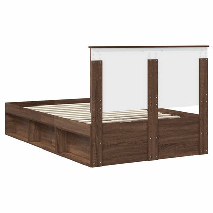 vidaXL Bettrahmen Braun Eichen-Optik 120 x 200 cm Massives Kiefernholz