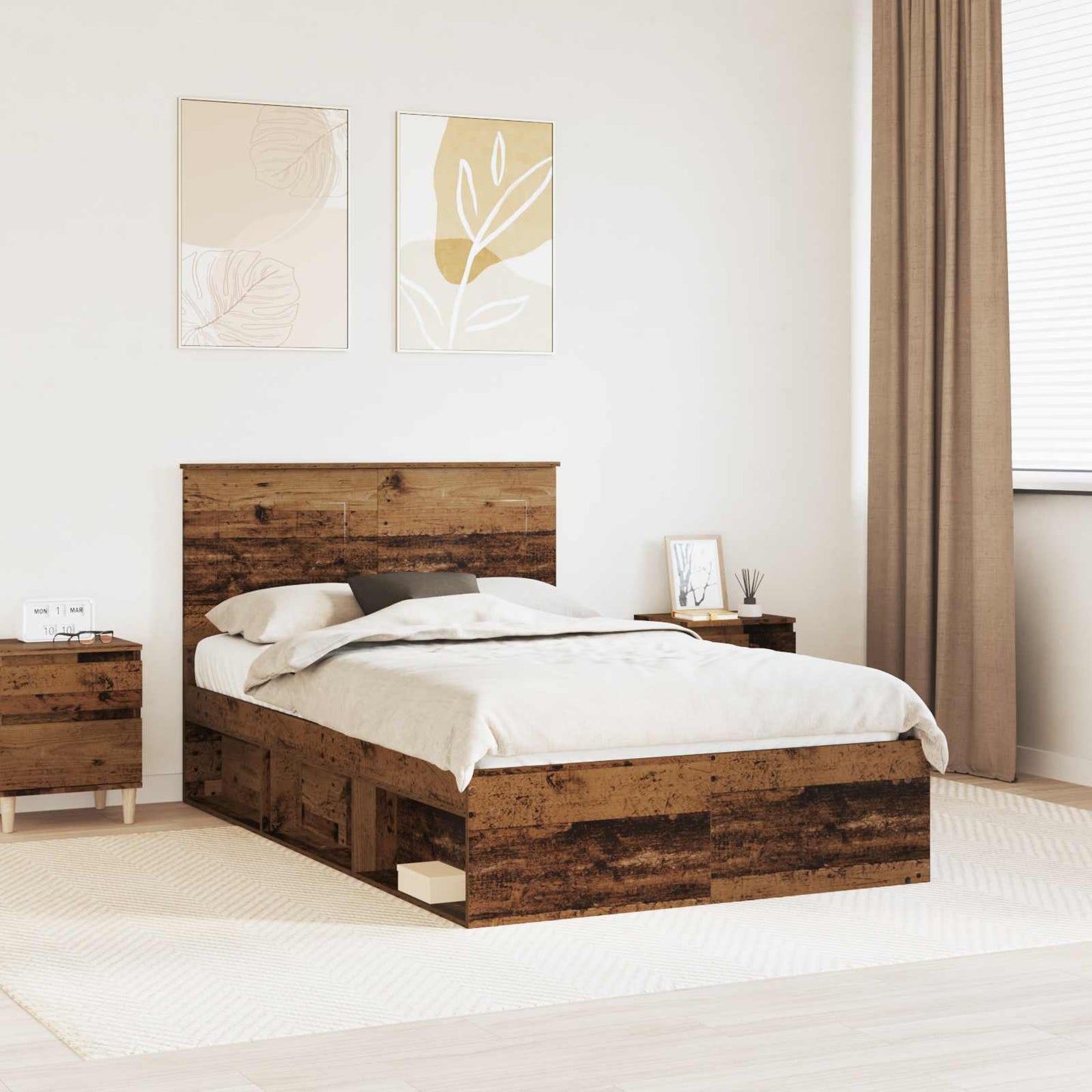 vidaXL Cadre de lit bois de récupération 120 x 200 cm Bois de pin massif