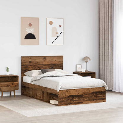 vidaXL Cadre de lit bois de récupération 120 x 200 cm Bois de pin massif