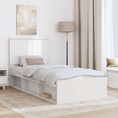 vidaXL Bettrahmen mit Kopfteil Weiß 100 x 200 cm Massives Kiefernholz