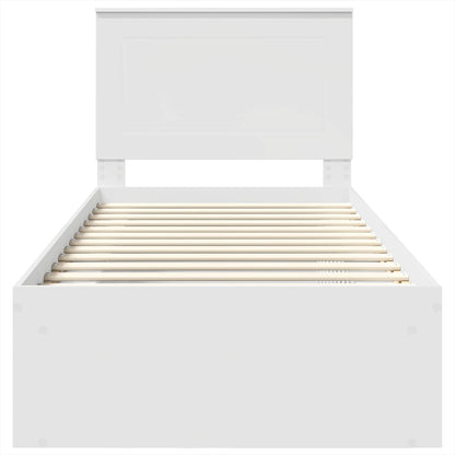 Bettrahmen mit Kopfteil Weiß 90 x 190 cm Massives Kiefernholz