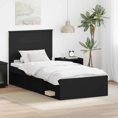 vidaXL Bettrahmen Schwarz 90 x 190 cm Massives Kiefernholz