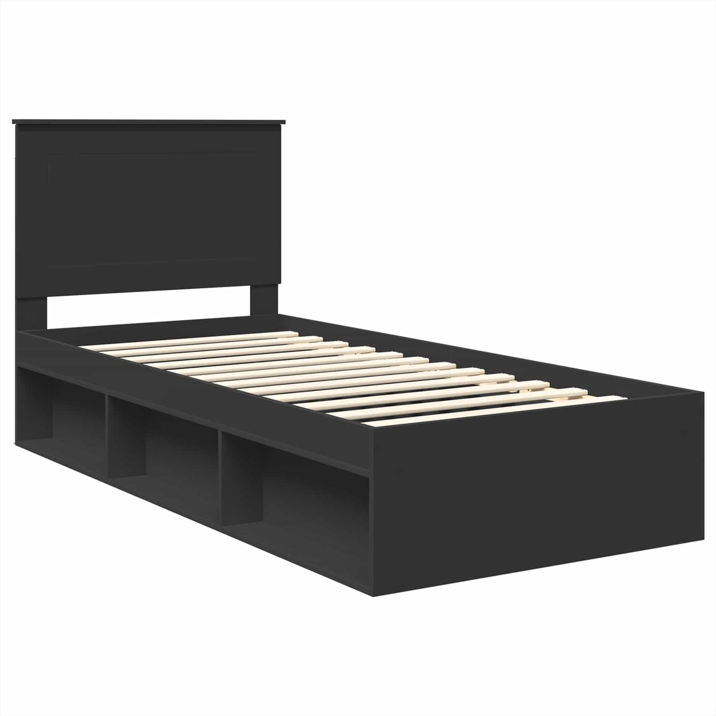 vidaXL Bettrahmen Schwarz 90 x 190 cm Massives Kiefernholz