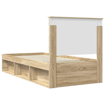 vidaXL Bettrahmen mit Kopfteil Sonoma 90 x 190 cm Massives Kiefernholz